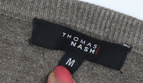 Thomas Nash Men's Brown V-Neck Pullover Jumper M