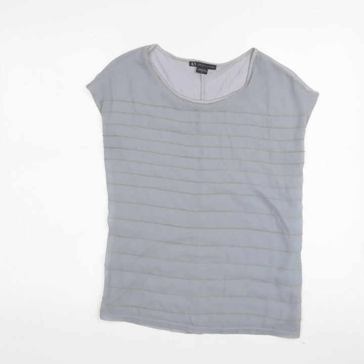 Armani Exchange Women's Grey Striped T-Shirt S