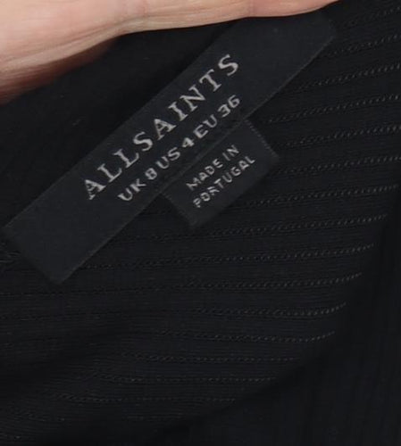 AllSaints Women's Black Bodysuit, Size 8, Long Sleeve
