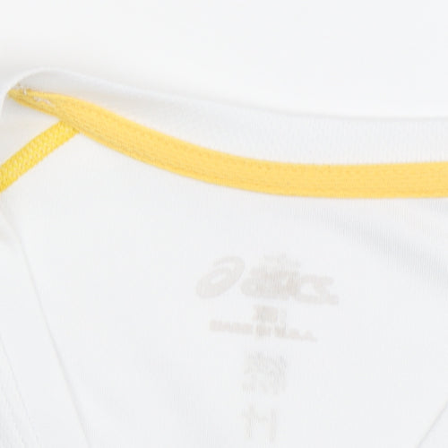 Asics Women's White/Yellow V-Neck Jersey Long Sleeve T-Shirt