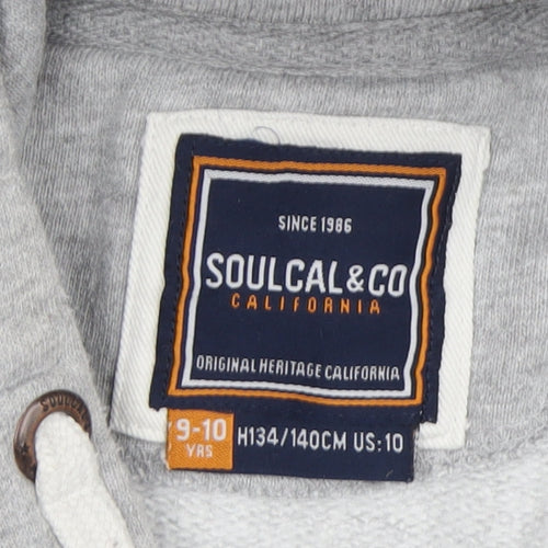 SoulCal & Co Boys Grey Pullover Hoodie, 9-10 Years, Casual Comfort