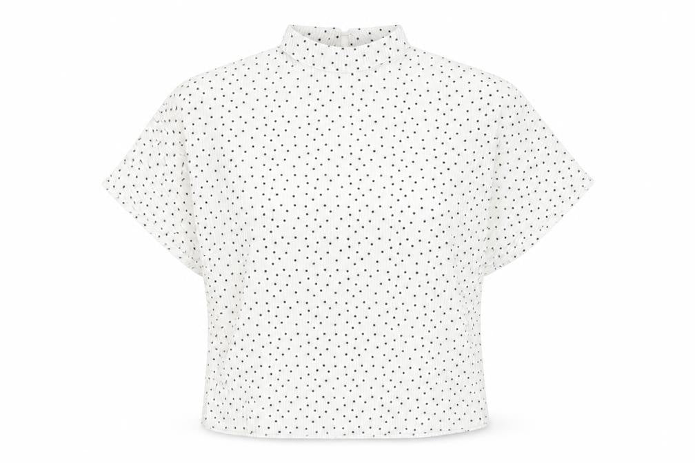 Front view of Jacqueline de Yong Women's White Polka Dot Blouse