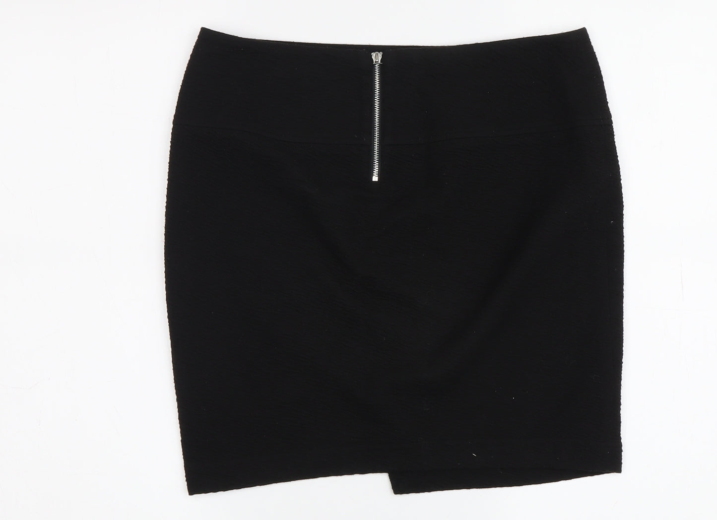 DKNYC Women's Black Pencil Skirt, XS, Zip Detail