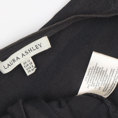 Laura Ashley Women's Black Cardigan UK 12 Striped Pattern