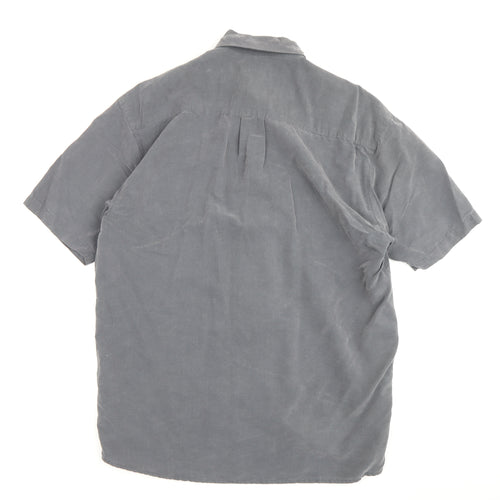 Jack & Jones Men's Grey Short Sleeve Button-Up Shirt M