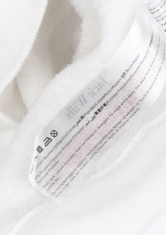 Jack Wills Women's White Full Zip Hoodie, Size 14, Cotton Blend