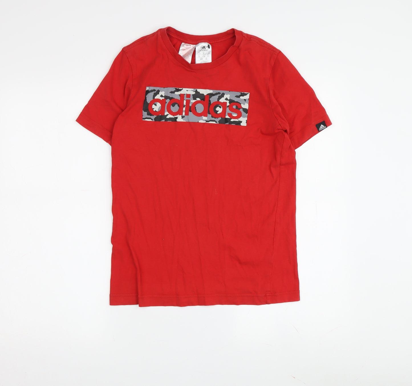Adidas Boys Red T-Shirt 11-12 Years Graphic Logo Sports Top