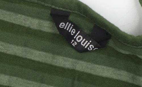 Ellie Louise Women's Green Striped Tunic, Size 12