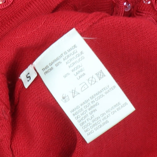 Jacques Vert Women's Red Sequin Knit T-Shirt S