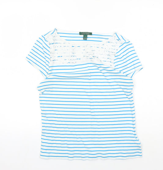 Lauren Ralph Lauren Blue Striped Women’s T-Shirt Size L