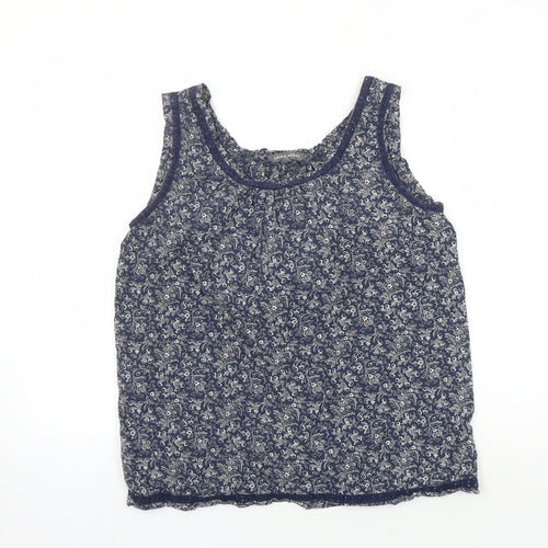Laura Ashley Women's Blue Floral Cotton Tank Top Size 14