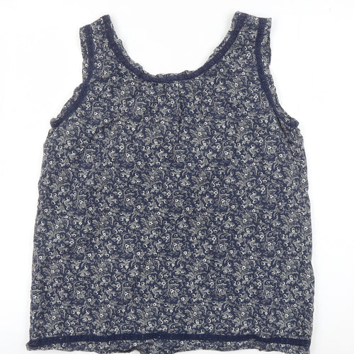 Laura Ashley Women's Blue Floral Cotton Tank Top Size 14