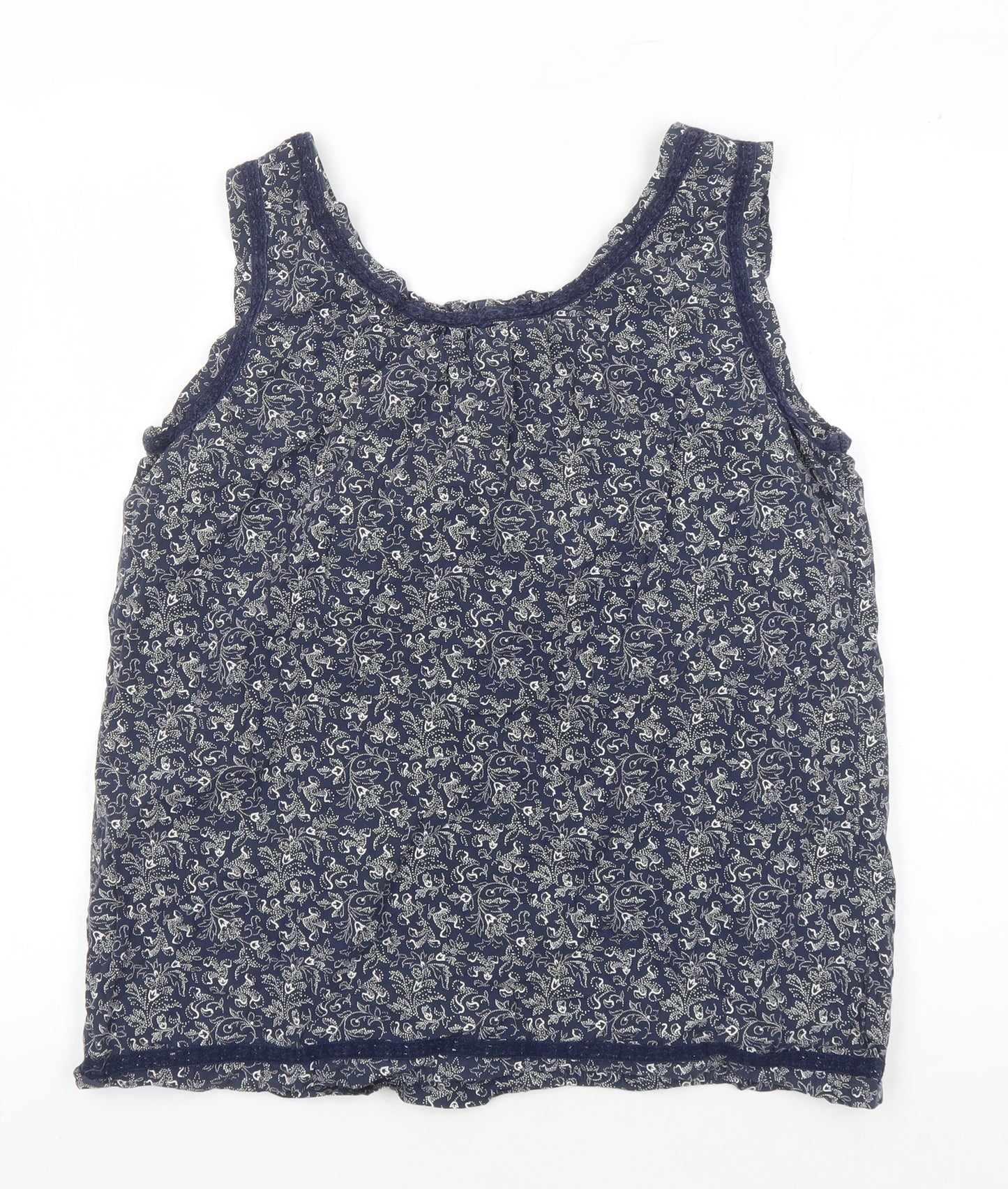 Laura Ashley Women's Blue Floral Cotton Tank Top Size 14