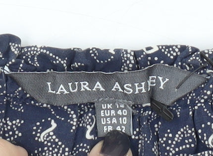 Laura Ashley Women's Blue Floral Cotton Tank Top Size 14