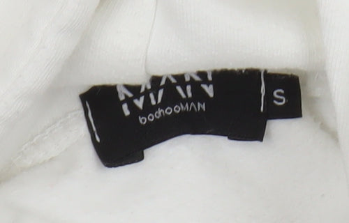 boohooMAN Men's White Rocky Hoodie S Pullover