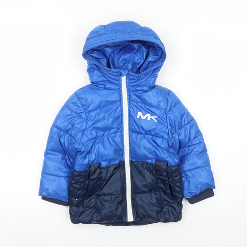 Michael Kors Boys Blue Puffer Jacket, Size 2 Years, Hooded