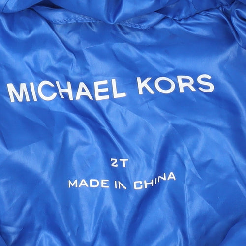 Michael Kors Boys Blue Puffer Jacket, Size 2 Years, Hooded
