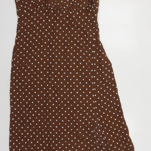 Marks and Spencer Women's Brown Polka Dot Swing Dress Size 16