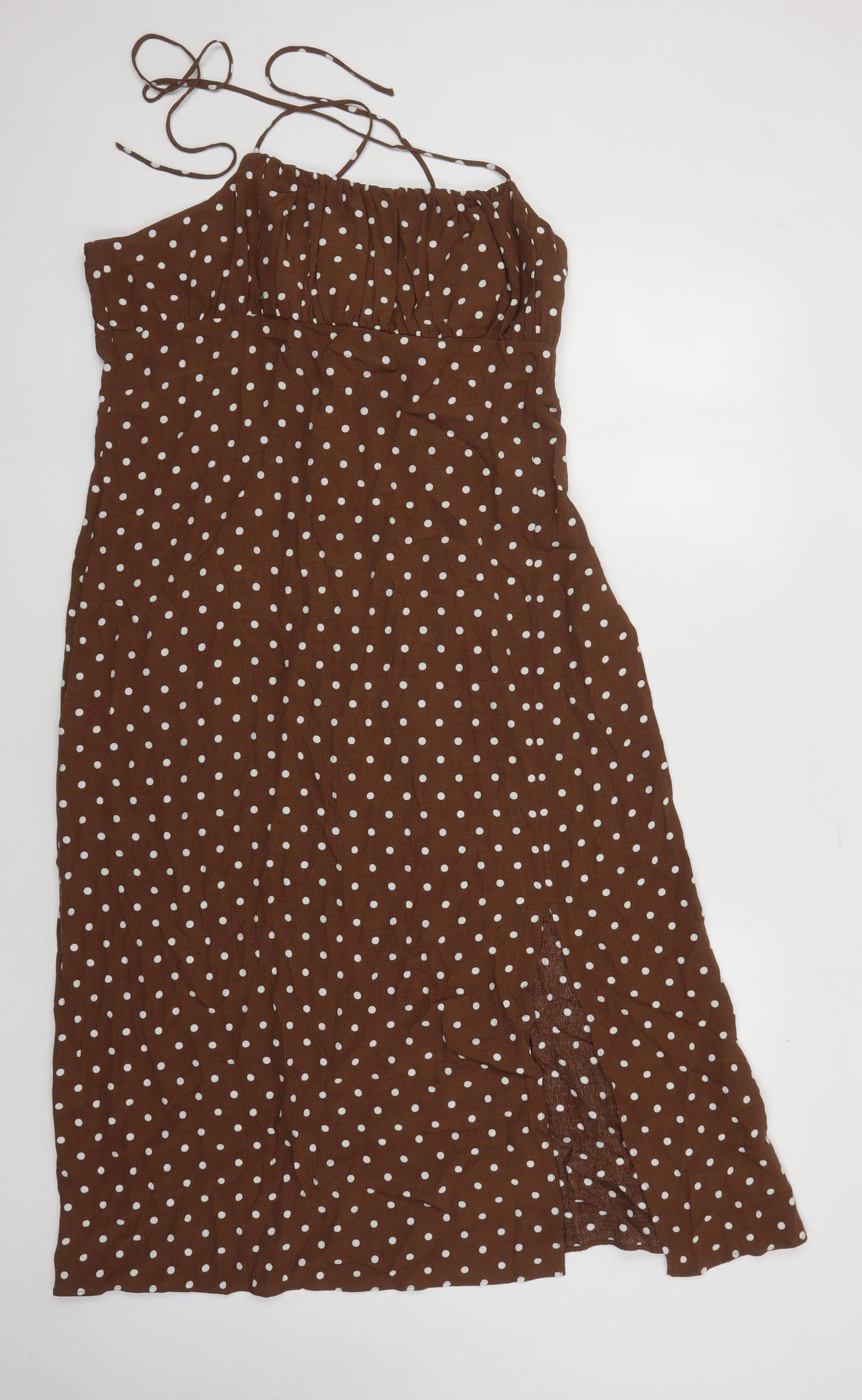 Marks and Spencer Women's Brown Polka Dot Swing Dress Size 16