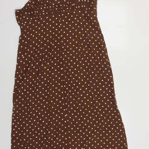 Marks and Spencer Women's Brown Polka Dot Swing Dress Size 16