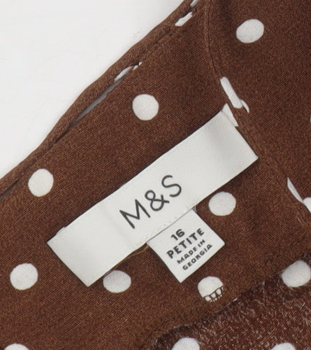 Marks and Spencer Women's Brown Polka Dot Swing Dress Size 16