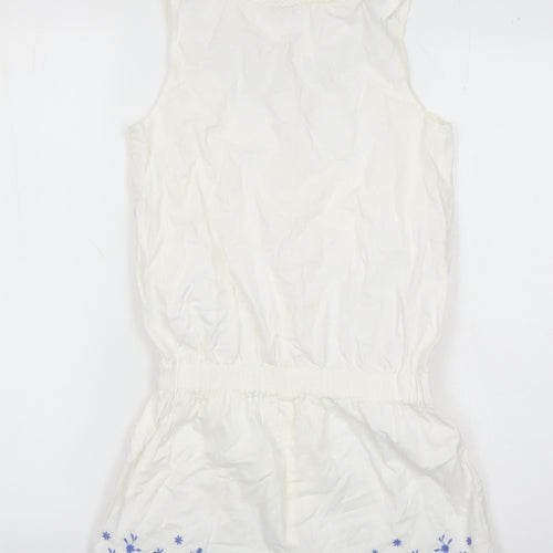 Next Girls White Floral Playsuit - 10 Years Sleeveless Cotton