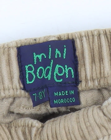 Boden Boys Beige Corduroy Cargo Trousers, Size 7-8 Years