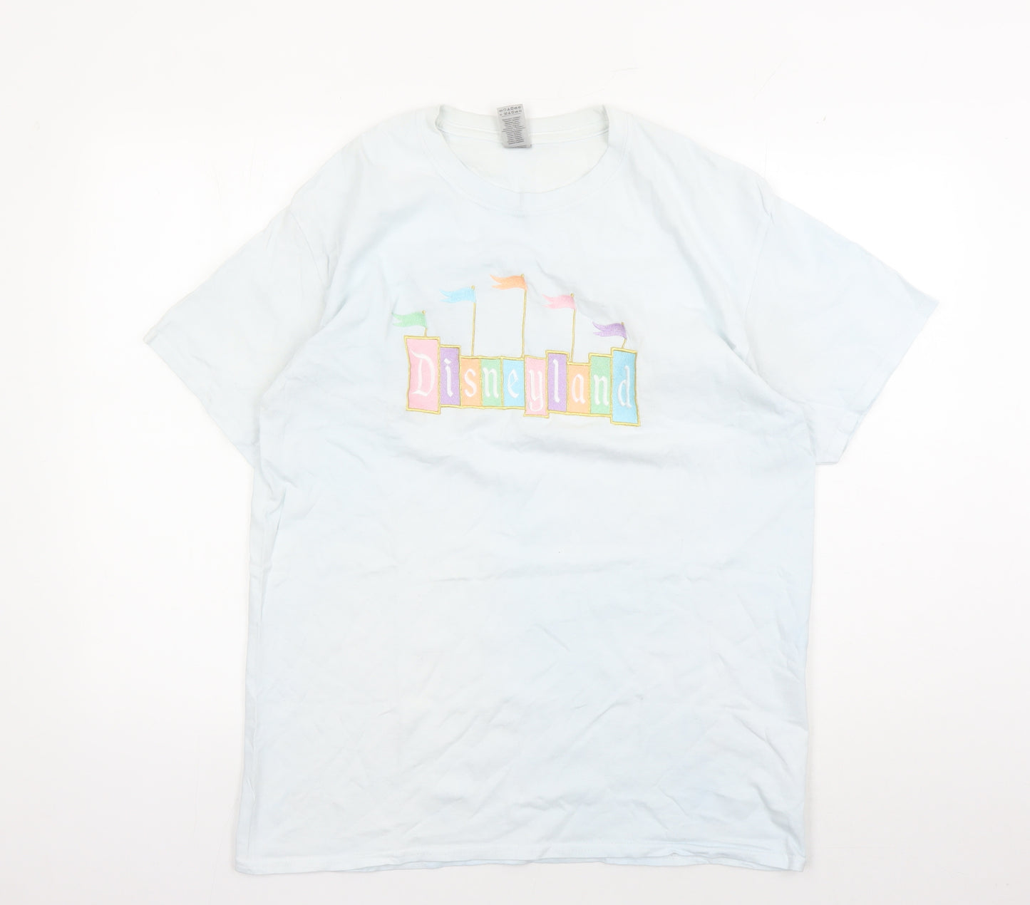 Gildan Unisex White Disneyland T-Shirt Size L