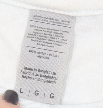 Gildan Unisex White Disneyland T-Shirt Size L