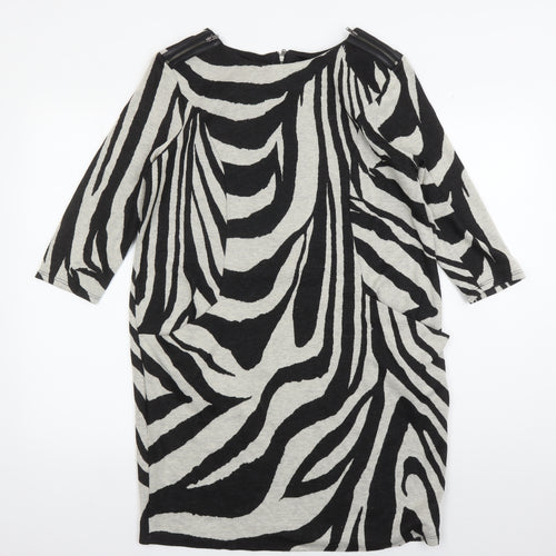 Wallis Petite Women's Black Zebra Print Sheath Dress Size 14