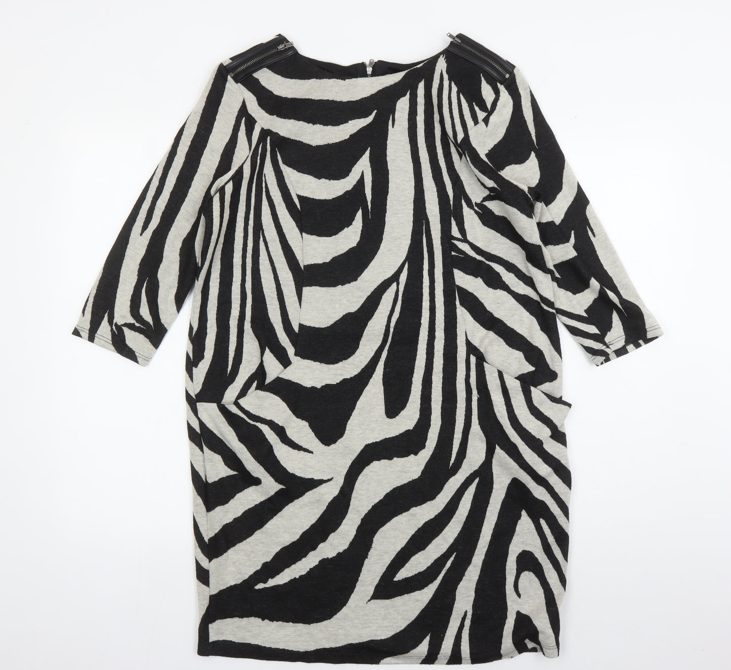 Wallis Petite Women's Black Zebra Print Sheath Dress Size 14
