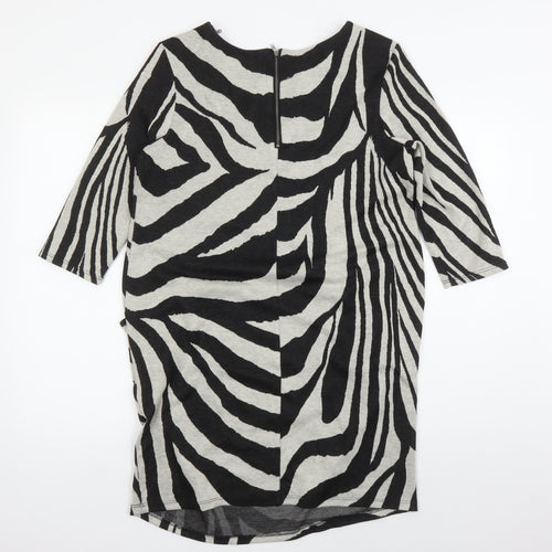 Wallis Petite Women's Black Zebra Print Sheath Dress Size 14