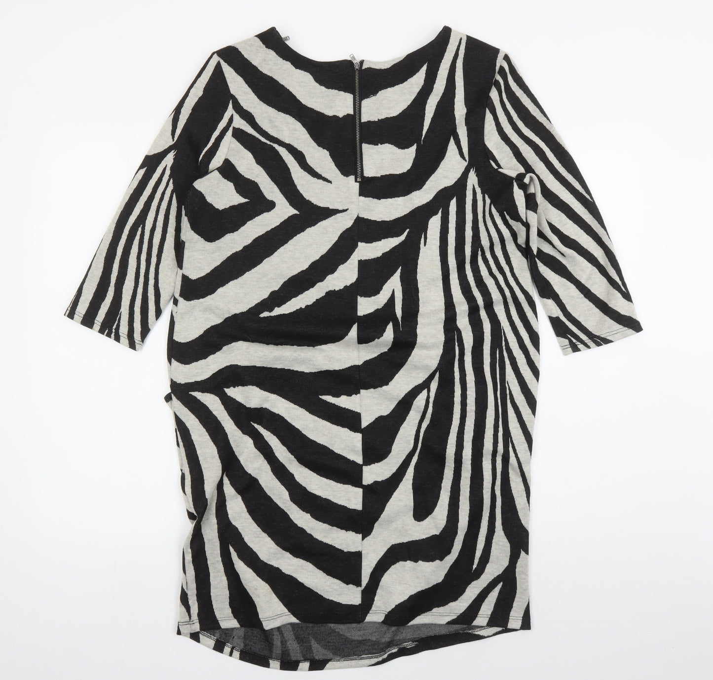 Wallis Petite Women's Black Zebra Print Sheath Dress Size 14