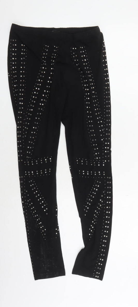 Cue Women's Black Studded Jeggings - Size M