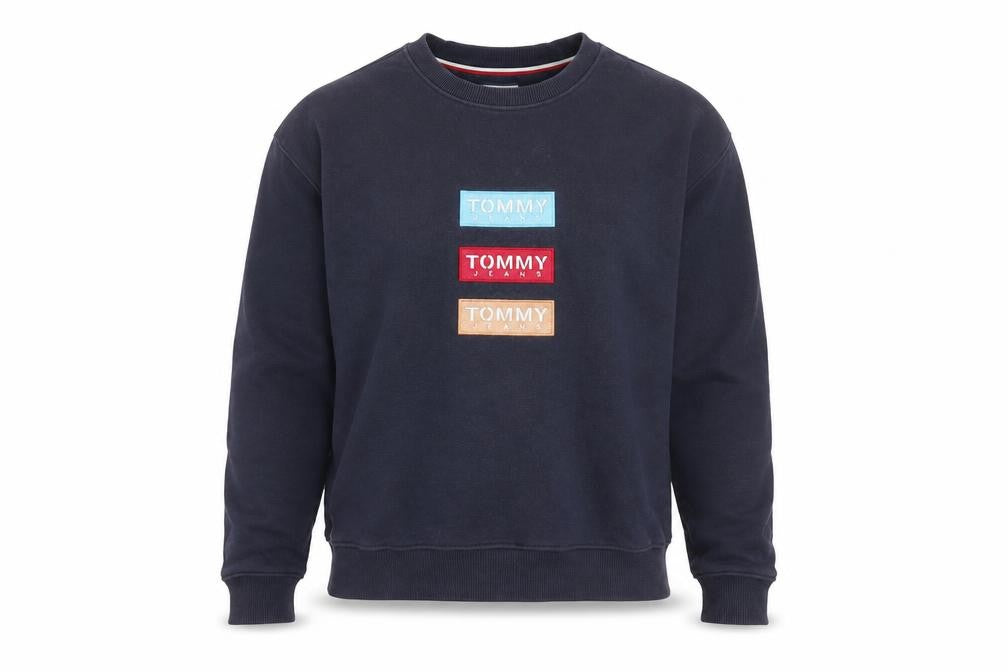 Front view of Tommy Jeans Men’s Black Pullover Sweatshirt M