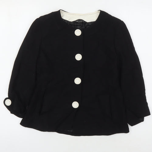 Laura Ashley Women Black Basic Jacket Size 8 Collared