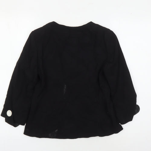Laura Ashley Women Black Basic Jacket Size 8 Collared
