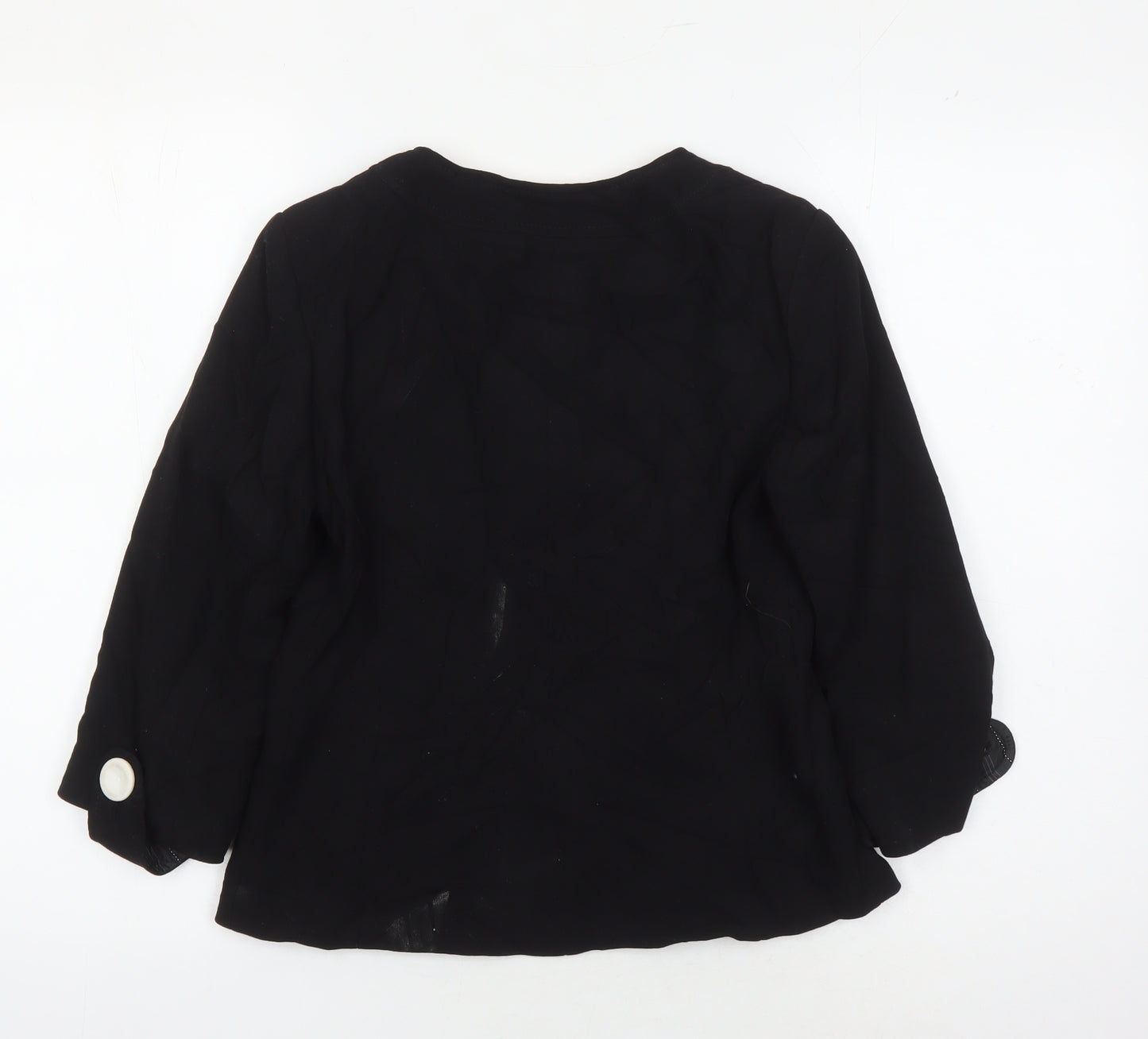 Laura Ashley Women Black Basic Jacket Size 8 Collared