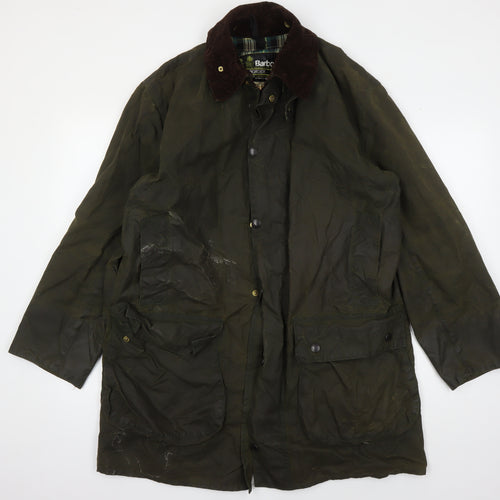 Barbour Men's Green Waxed Jacket, Mid-Length, 40 in, Vintage