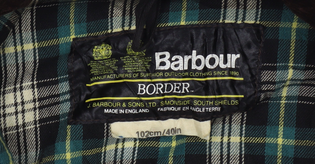 Barbour Men's Green Waxed Jacket, Mid-Length, 40 in, Vintage
