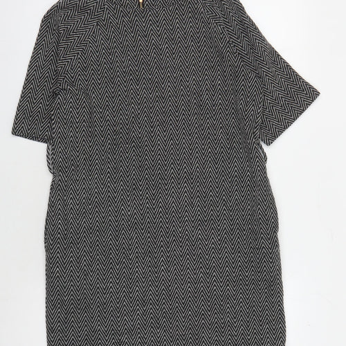 Next Women's Black Chevron Shift Dress Size 12