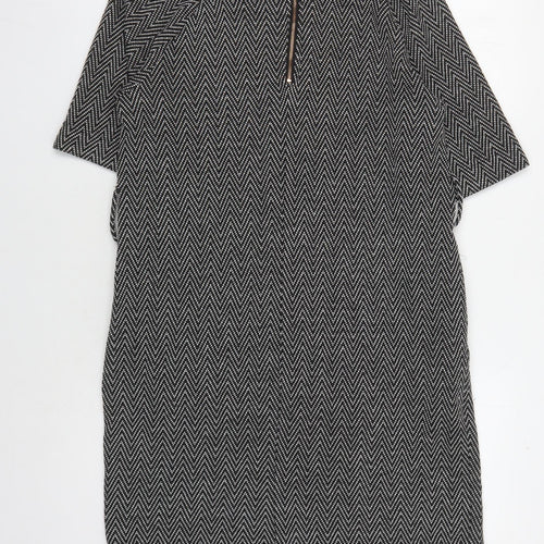 Next Women's Black Chevron Shift Dress Size 12