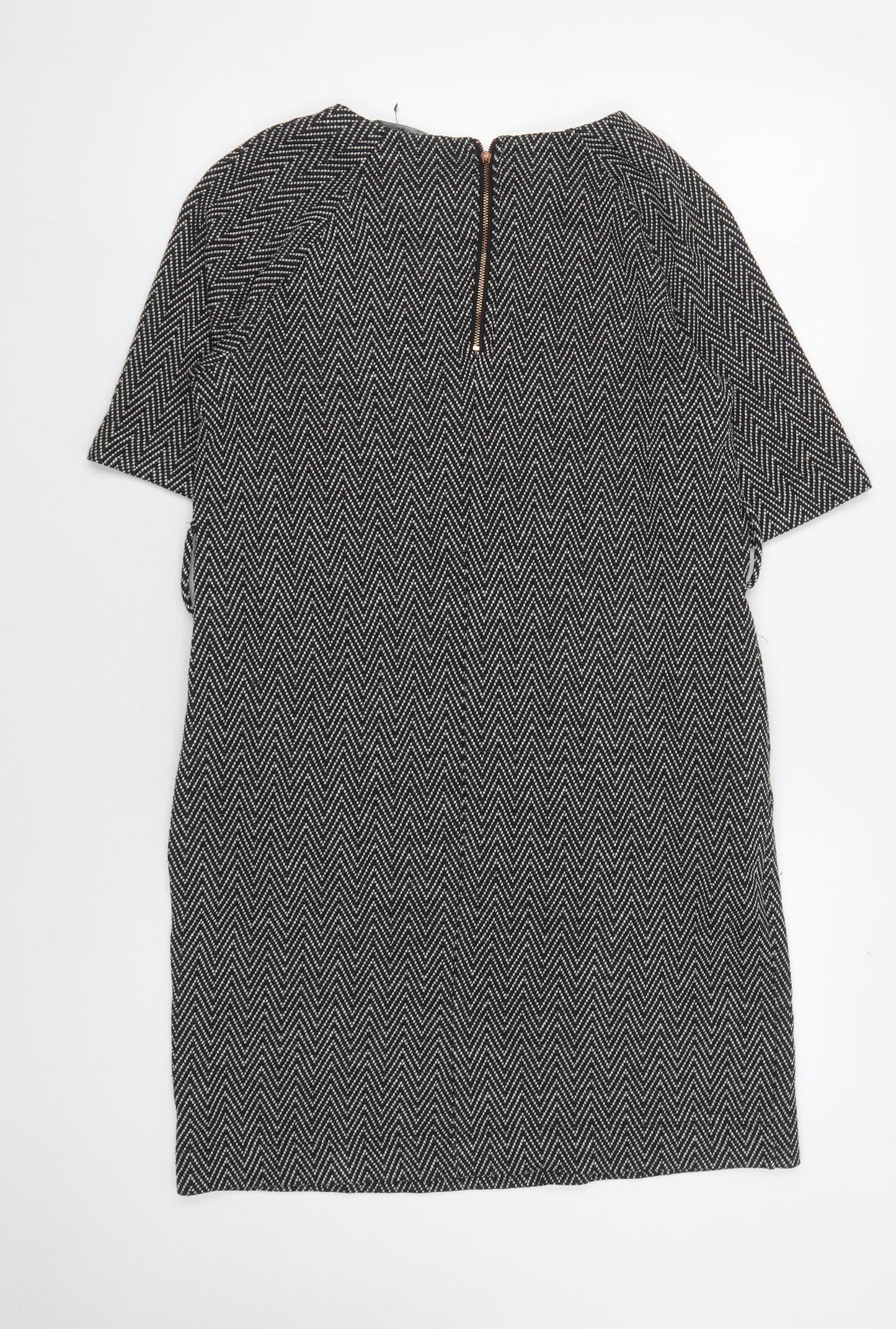 Next Women's Black Chevron Shift Dress Size 12