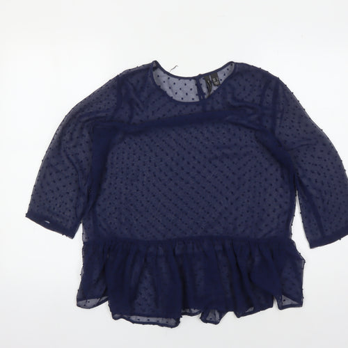 MNG Collection Women's Blue Tunic Blouse Size 12