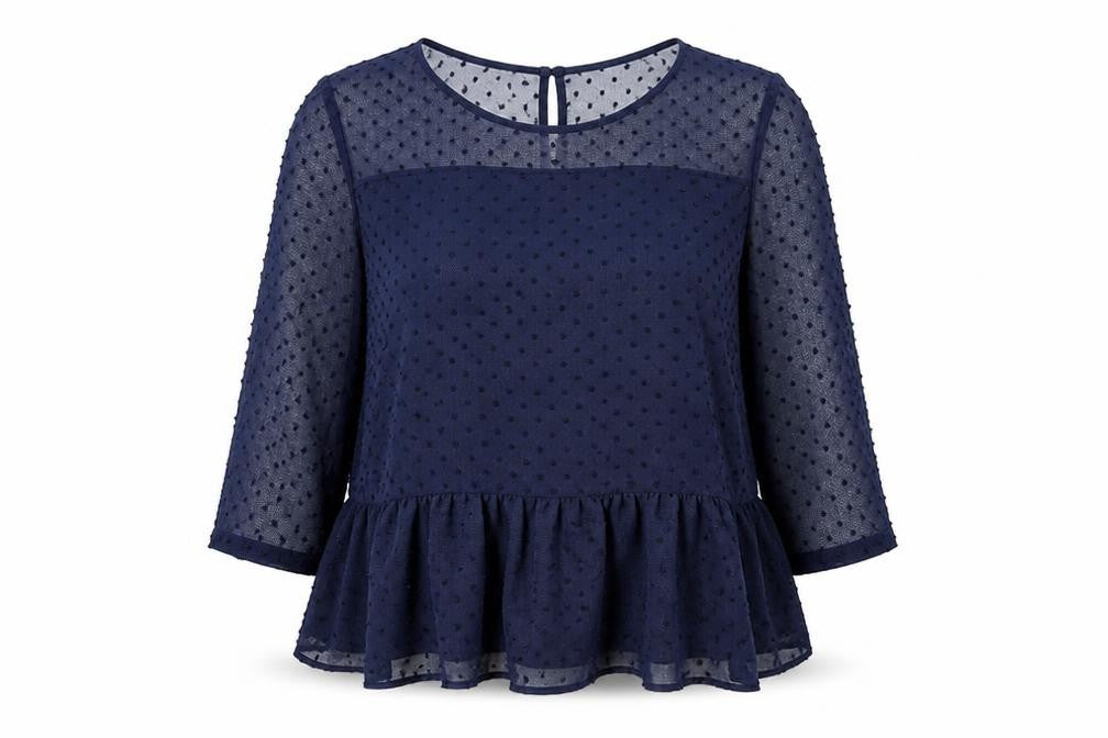 Front view of Mango Collection Women's Blue Tunic Blouse, size 12
