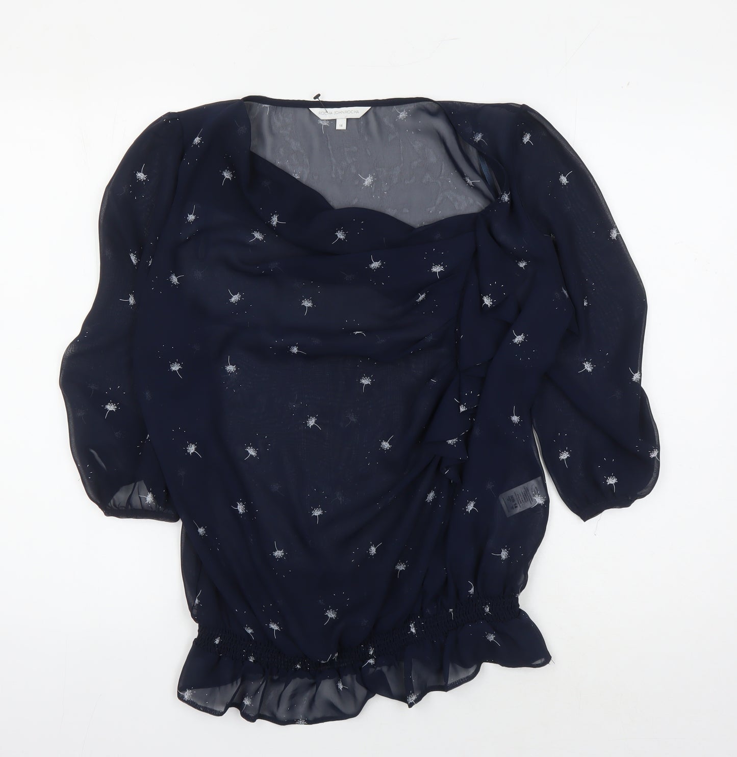 Rocha John Rocha Women's Blue Floral Blouse Size 14