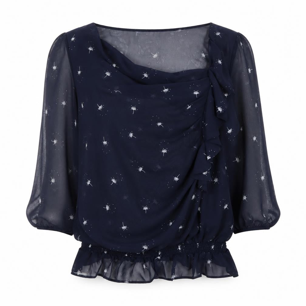Front view of RJR.John Rocha Women's Blue Floral Blouse, size 14