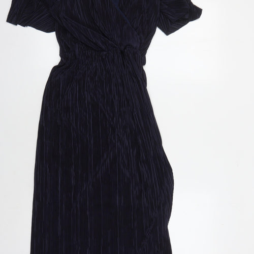 AX Paris Elegant Women's Blue Midi Wrap Dress - Size 14