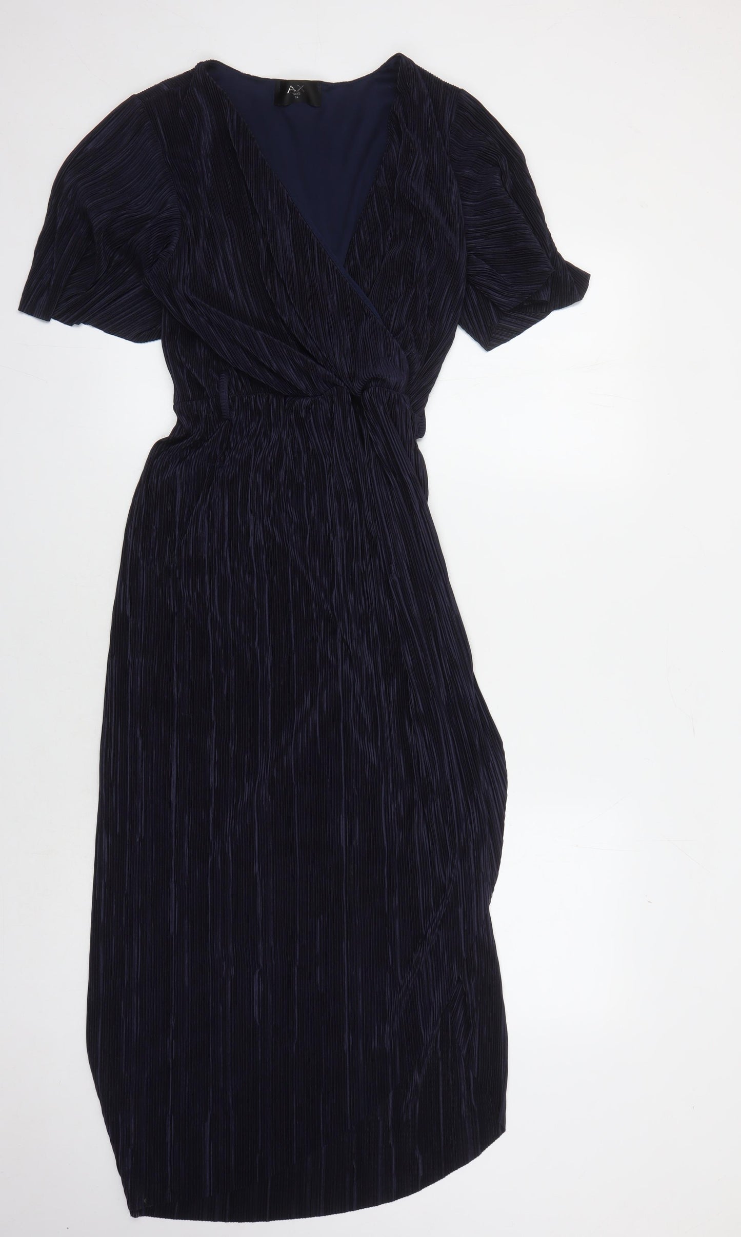 AX Paris Elegant Women's Blue Midi Wrap Dress - Size 14