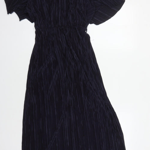 AX Paris Elegant Women's Blue Midi Wrap Dress - Size 14